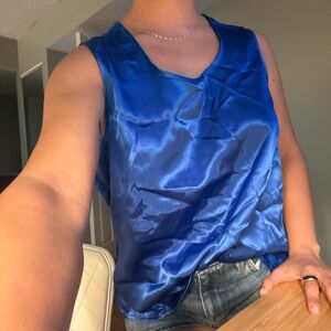 Apparenza Vibrant Blue Satin Tank Top